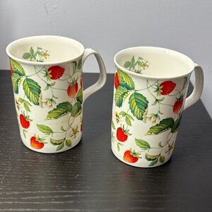 Roy Kirkham Alpine Strawberry Fine Bone China. Set of 2 Mugs
